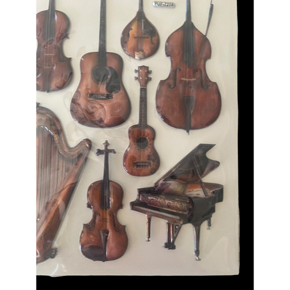 Crafters Square Puffy Stickers Set Lot 3 Pks Vintage Cameras Music Instruments - Picture 13 of 16